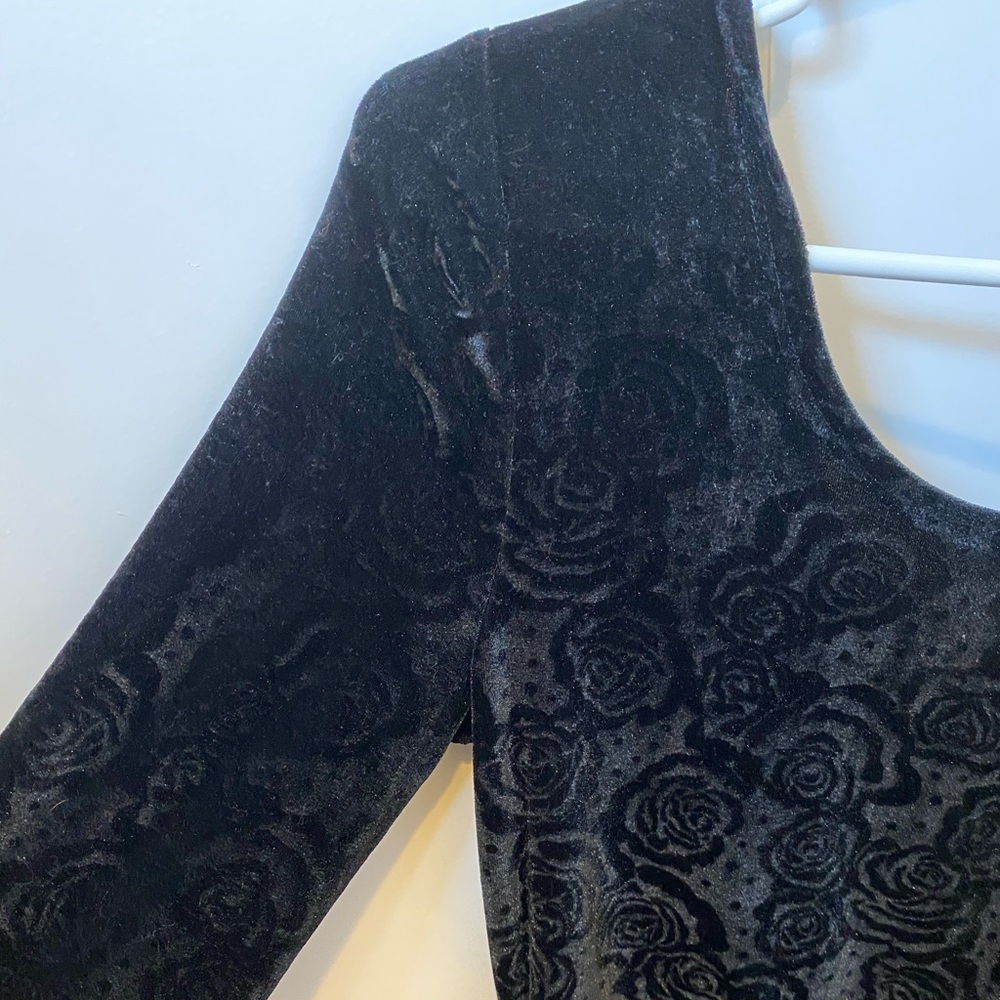 3 for $20- Black Velvet Skater Dress with Rose Pattern